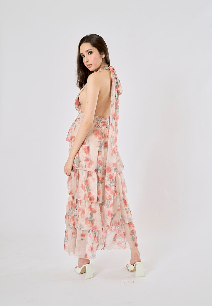 Iscah Multicolor Floral Print Layered Maxi Dress