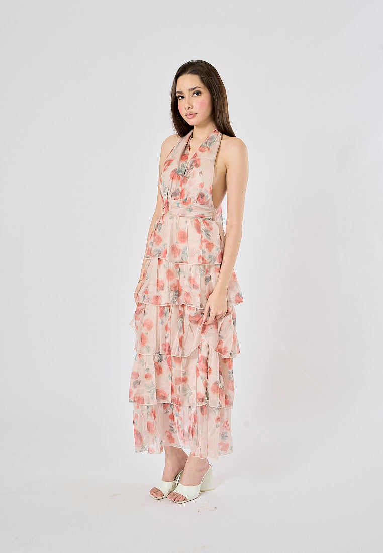 Iscah Multicolor Floral Print Layered Maxi Dress