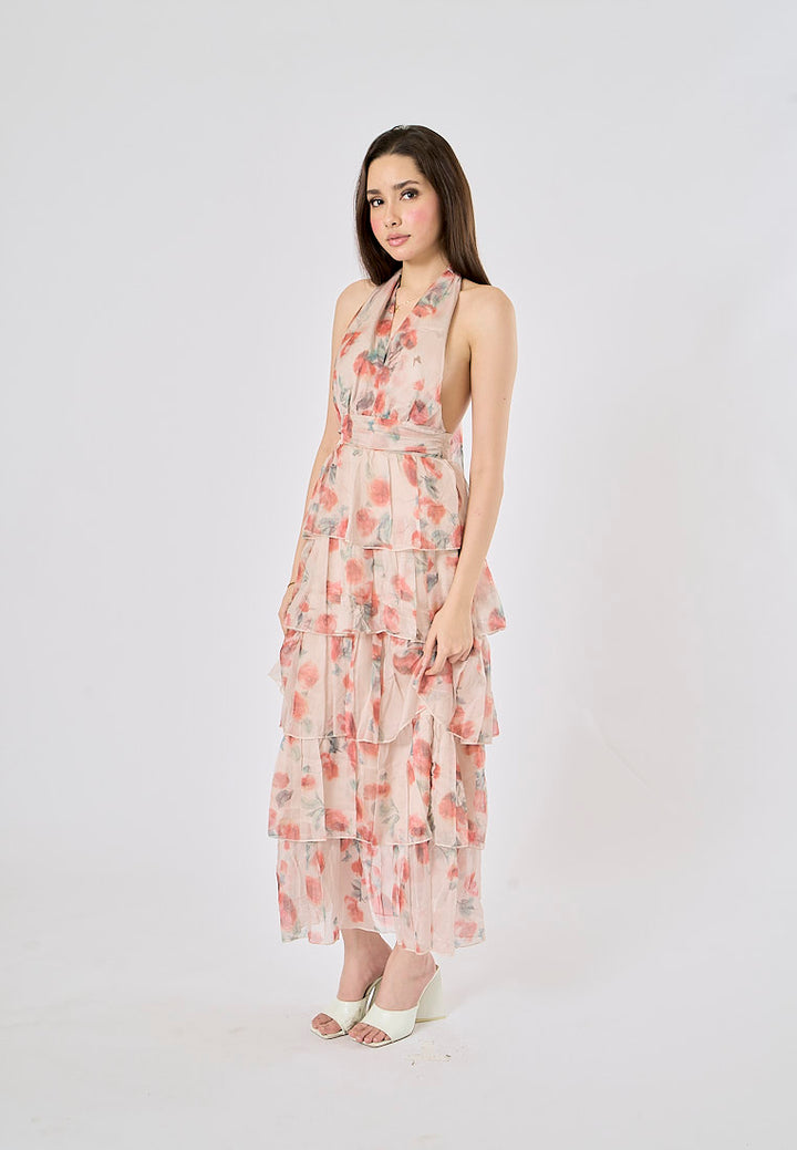 Iscah Multicolor Floral Print Layered Maxi Dress