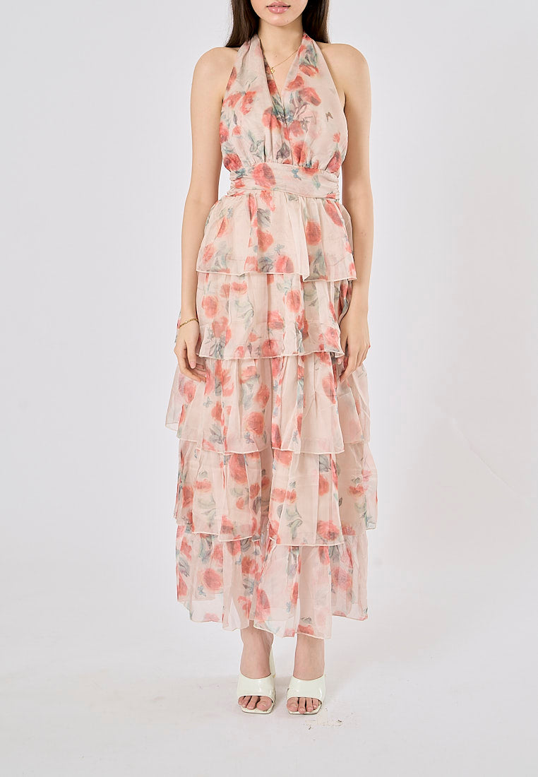 Iscah Multicolor Floral Print Layered Maxi Dress