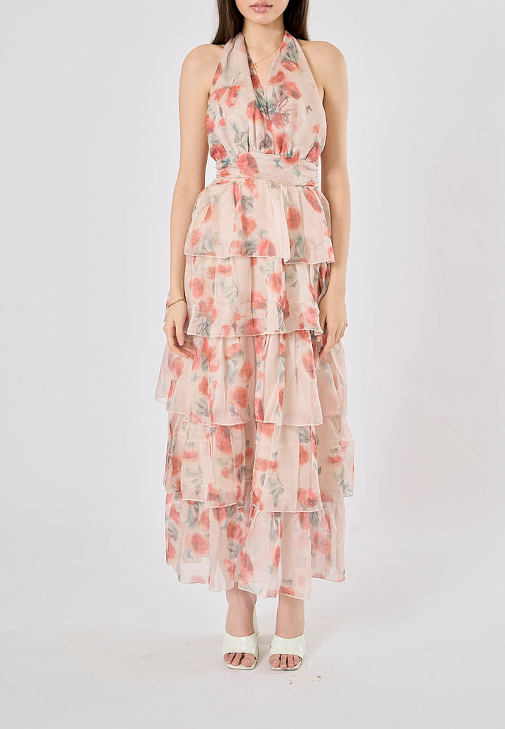Iscah Multicolor Floral Print Layered Maxi Dress