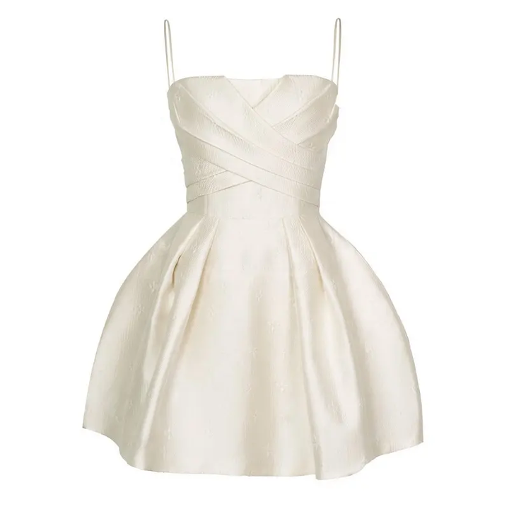 Valentina Cream Sleeveless Short Puff Mini Dress