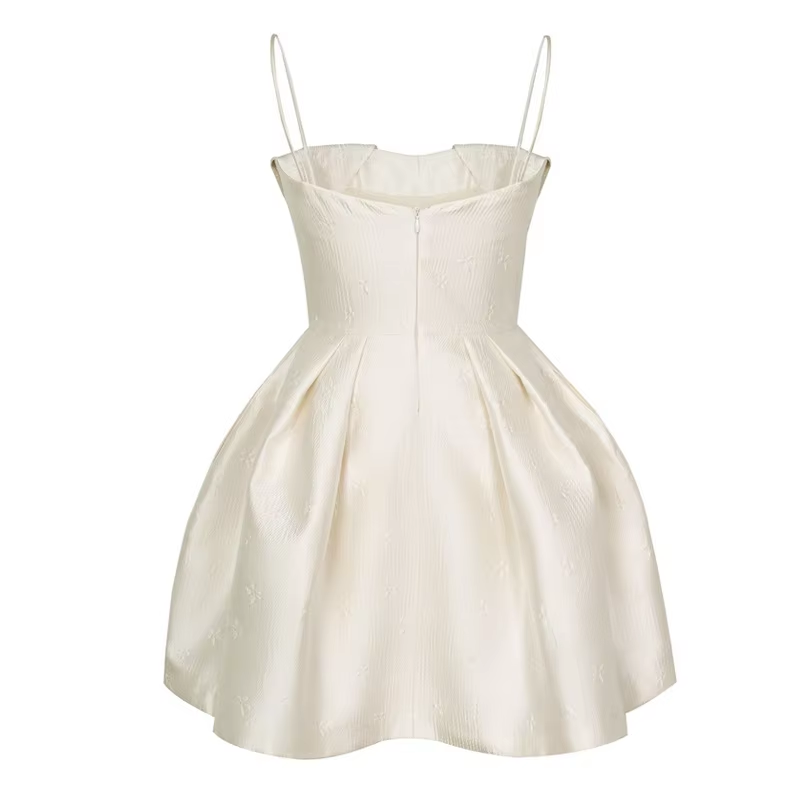 Valentina Cream Sleeveless Short Puff Mini Dress
