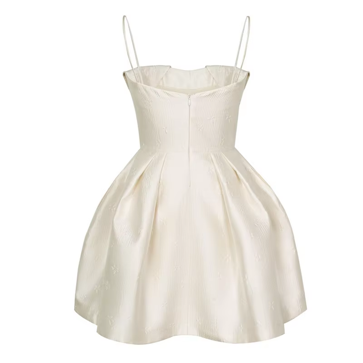 Valentina Cream Sleeveless Short Puff Mini Dress