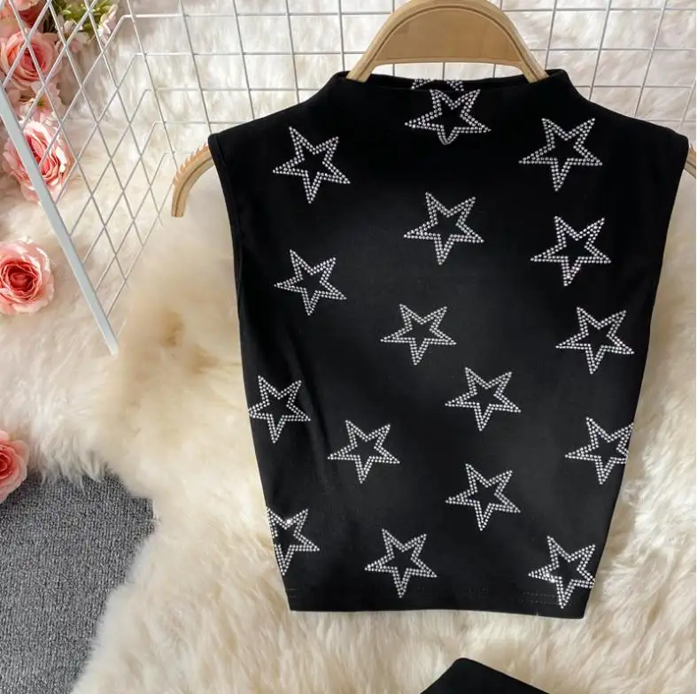 Everlee Black Round Neck Star Detail Top and Maxi Skirt Set