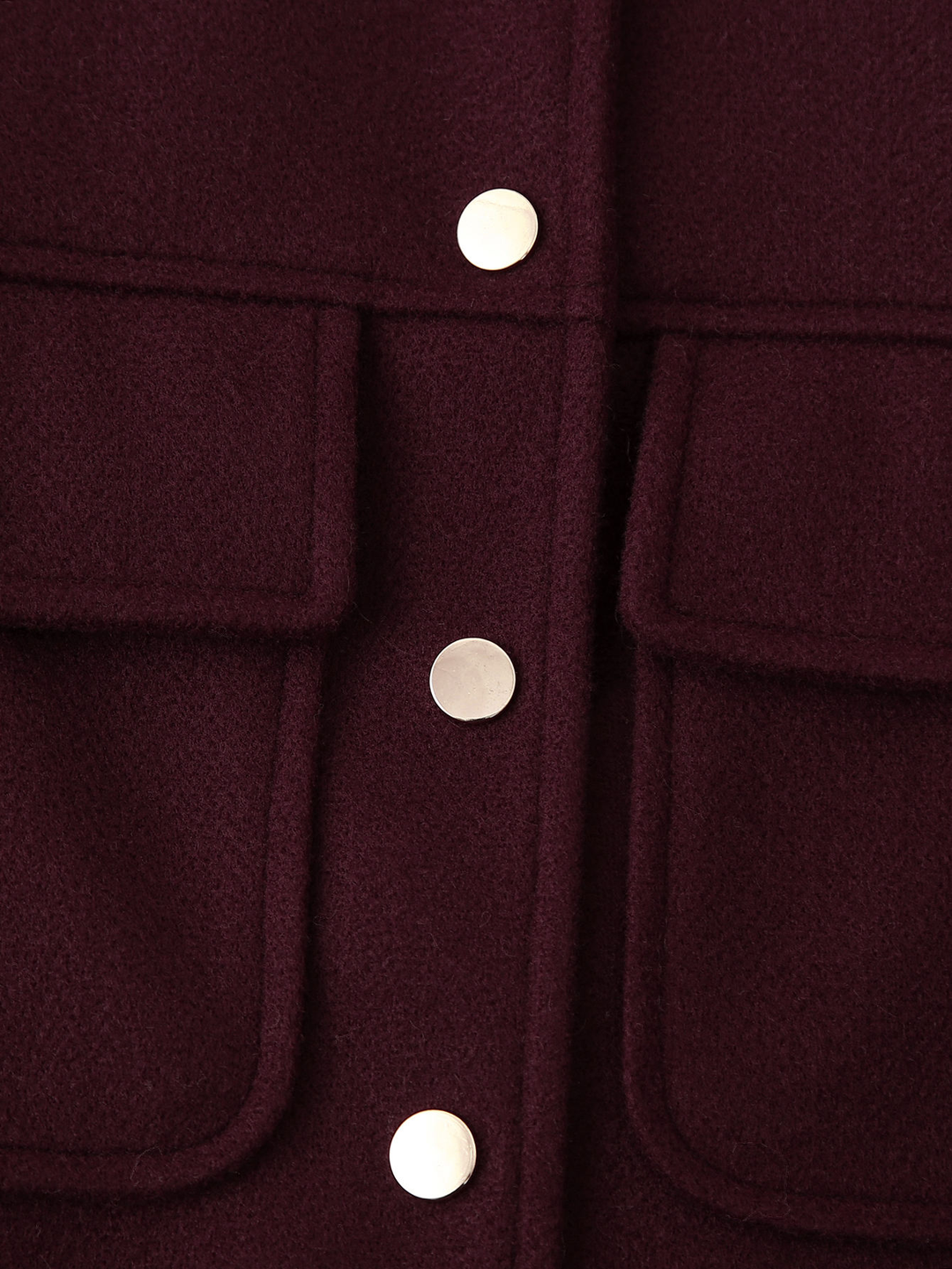 Blaise Burgundy Stand Collar Long Sleeve Short Trench Coat Jacket