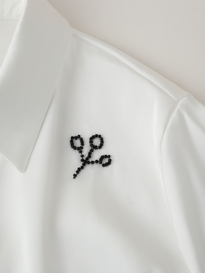Jair White Embroidered Turn Down Collar White Color Long Sleeve