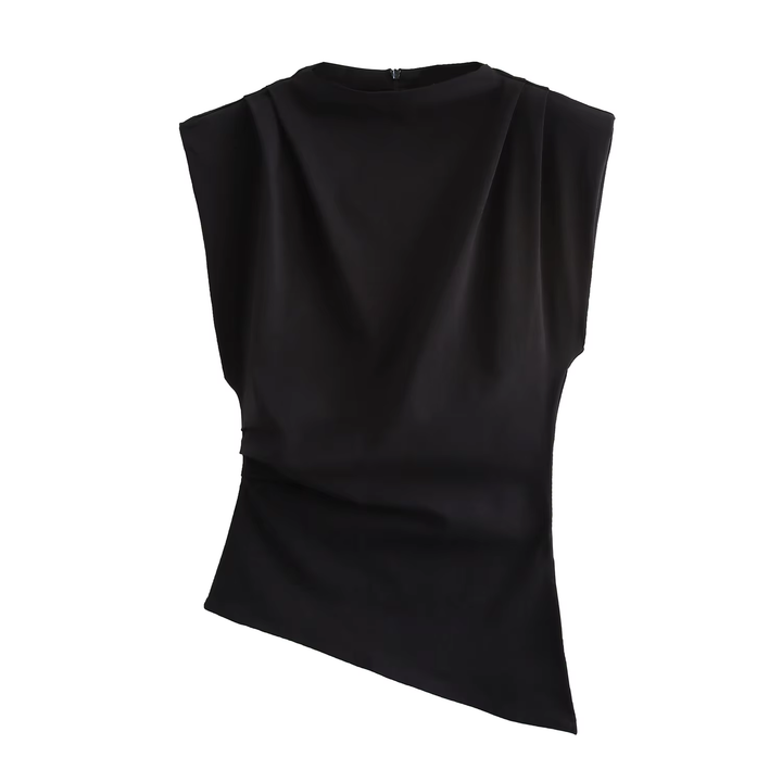 Merrick Black Asymmetrical Crew Neck Tank Top