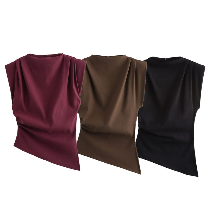 Merrick Black Asymmetrical Crew Neck Tank Top