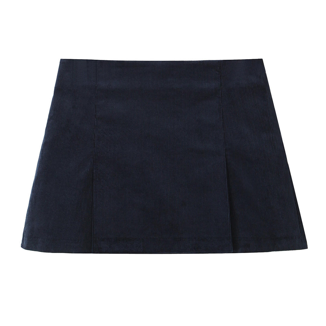 Bradley Navy Blue Front Slit Zipper Fly Casual Mini Skirt
