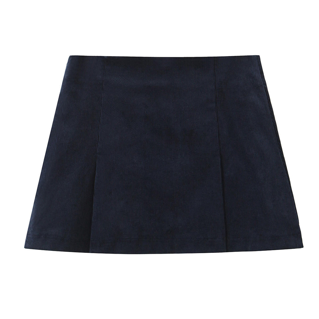 Bradley Navy Blue Front Slit Zipper Fly Casual Mini Skirt