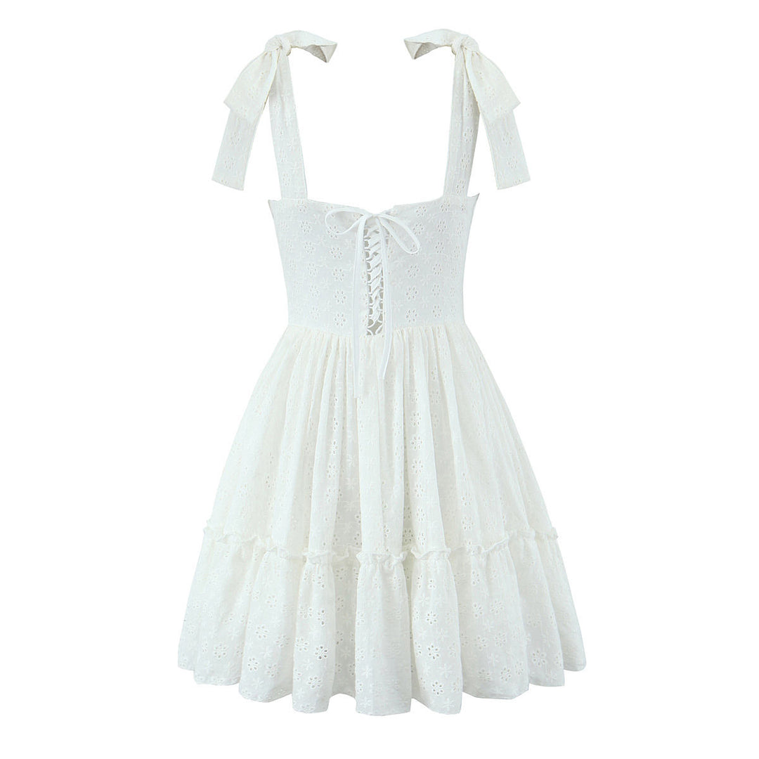Lawson White Selftie Back Lace  Eyelet Mini Dress