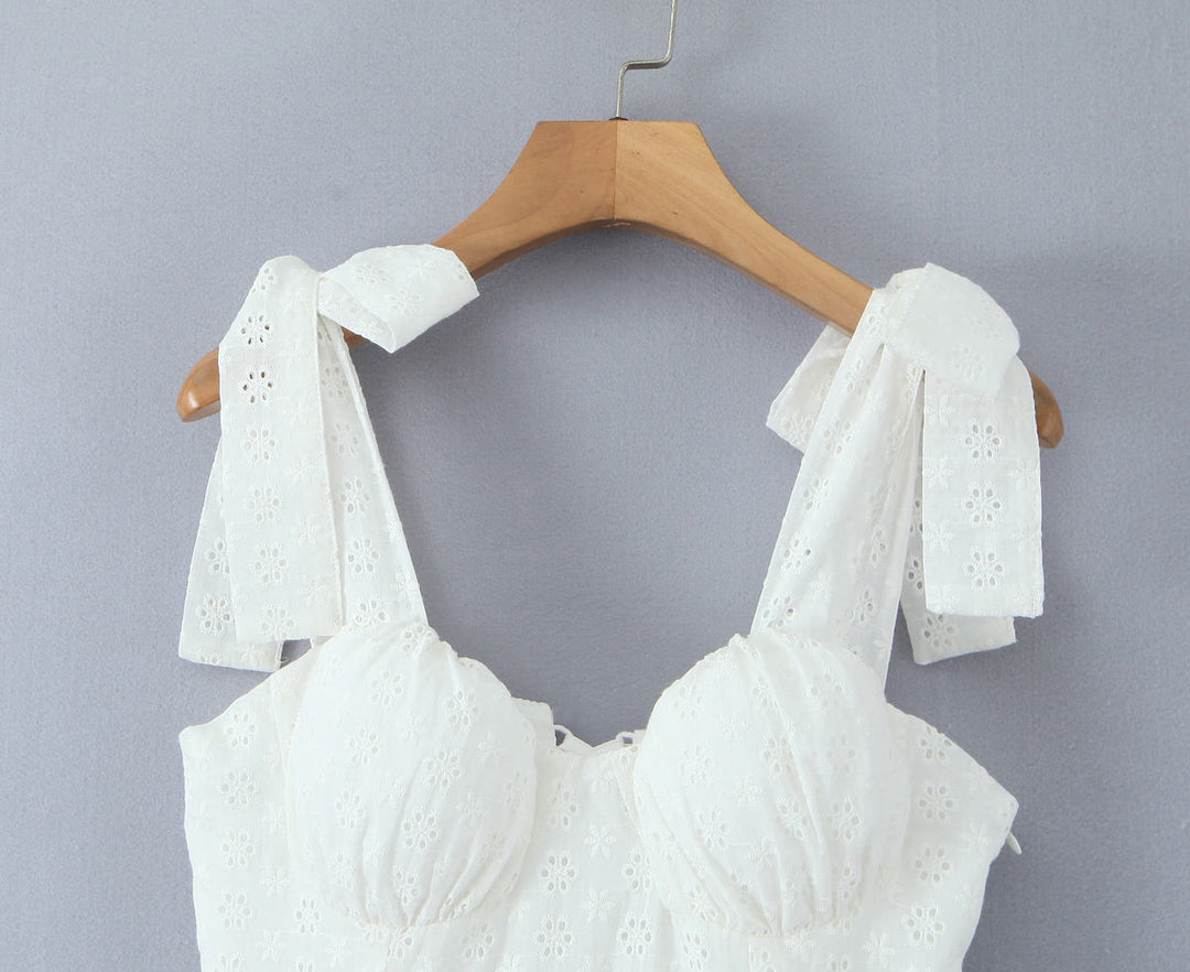 Lawson White Selftie Back Lace  Eyelet Mini Dress