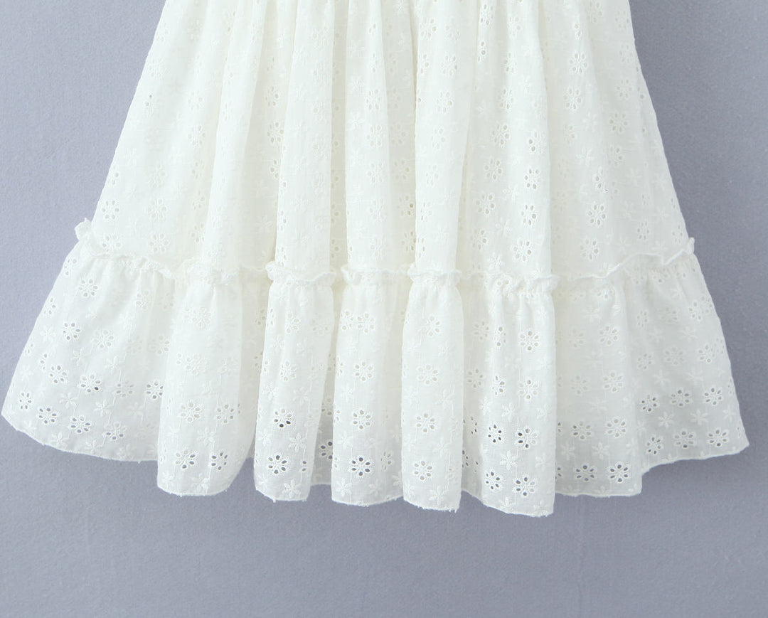Lawson White Selftie Back Lace  Eyelet Mini Dress