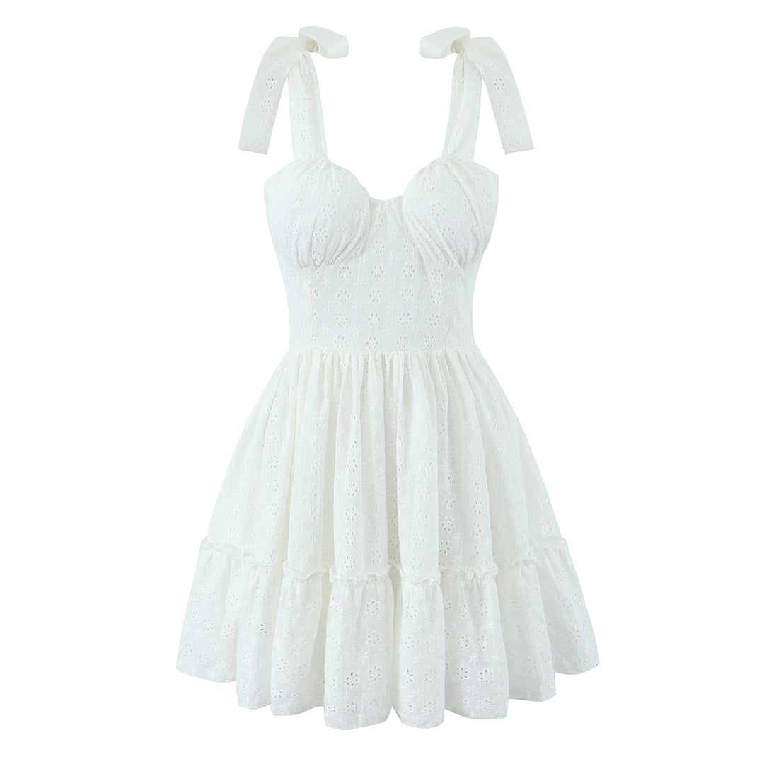Lawson White Selftie Back Lace  Eyelet Mini Dress