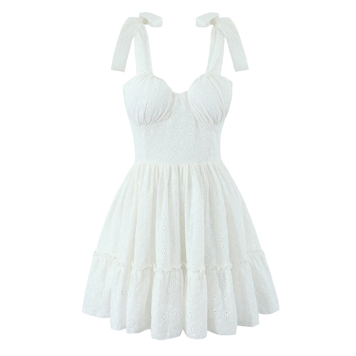 Lawson White Selftie Back Lace  Eyelet Mini Dress