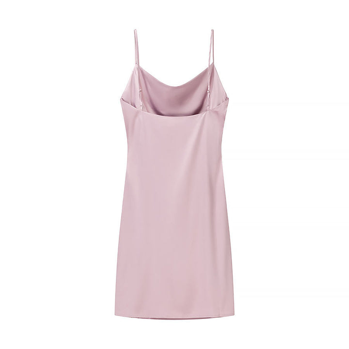 Keegan Pink Cowl Neck Satin Sleeveless Mini Dress
