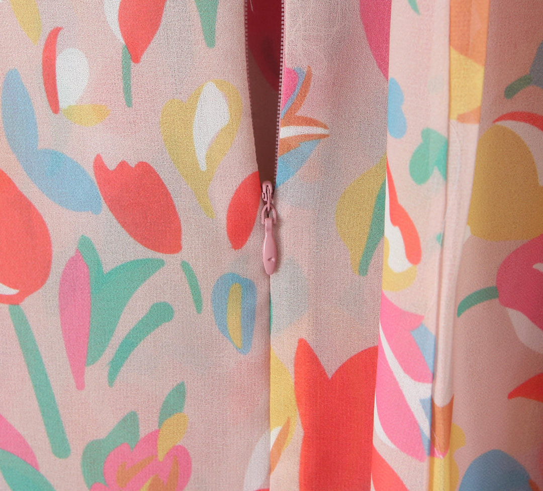 Iker Multicolor Floral Asymmetrical Halter Neck Mini Dresses
