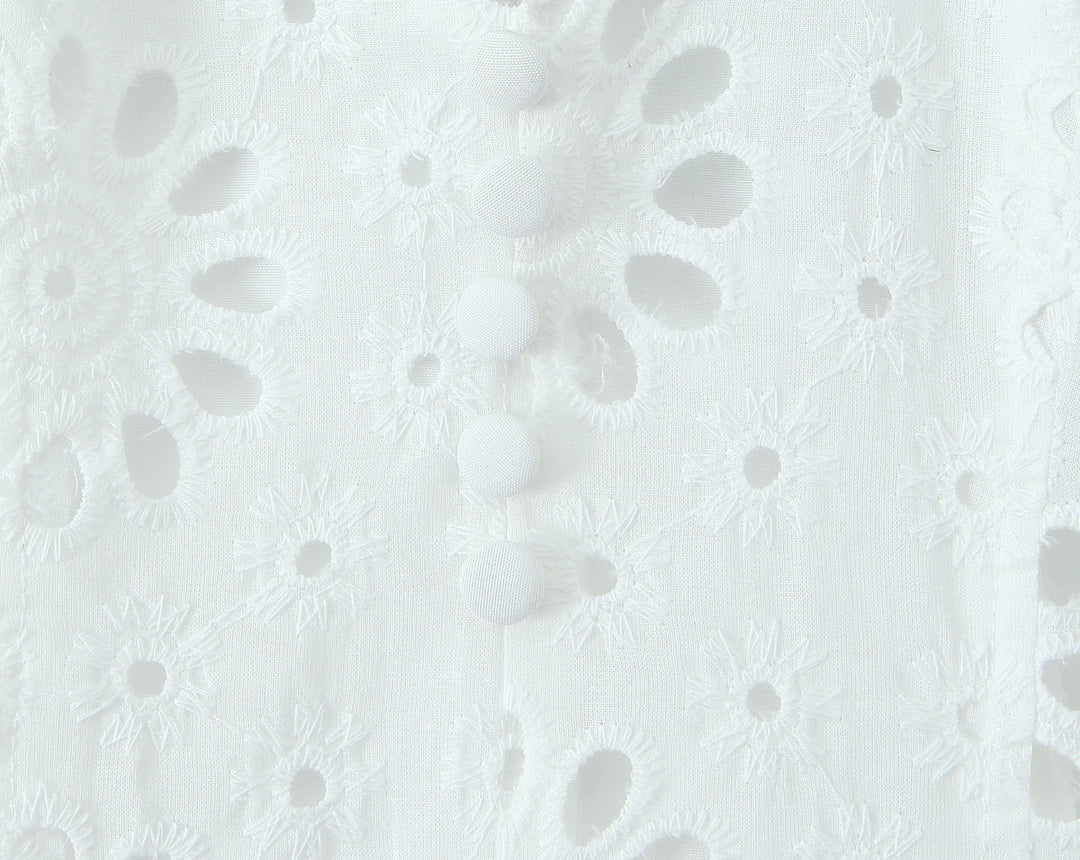 Holden Back Hollow Out White Embroidery Eyelet Sleeveless Halter Mini Dress
