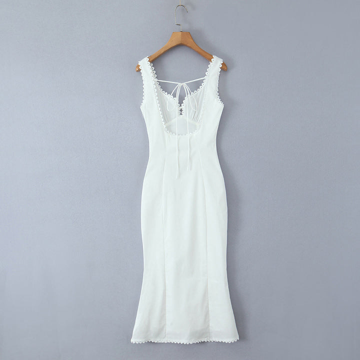 Beckett White Shoulder Strap Lace Up Maxi Dress