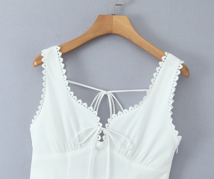 Beckett White Shoulder Strap Lace Up Maxi Dress