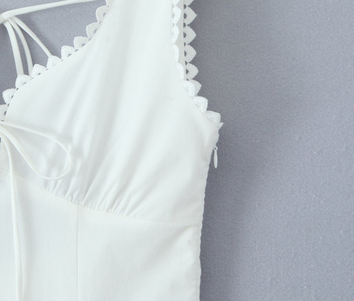 Beckett White Shoulder Strap Lace Up Maxi Dress