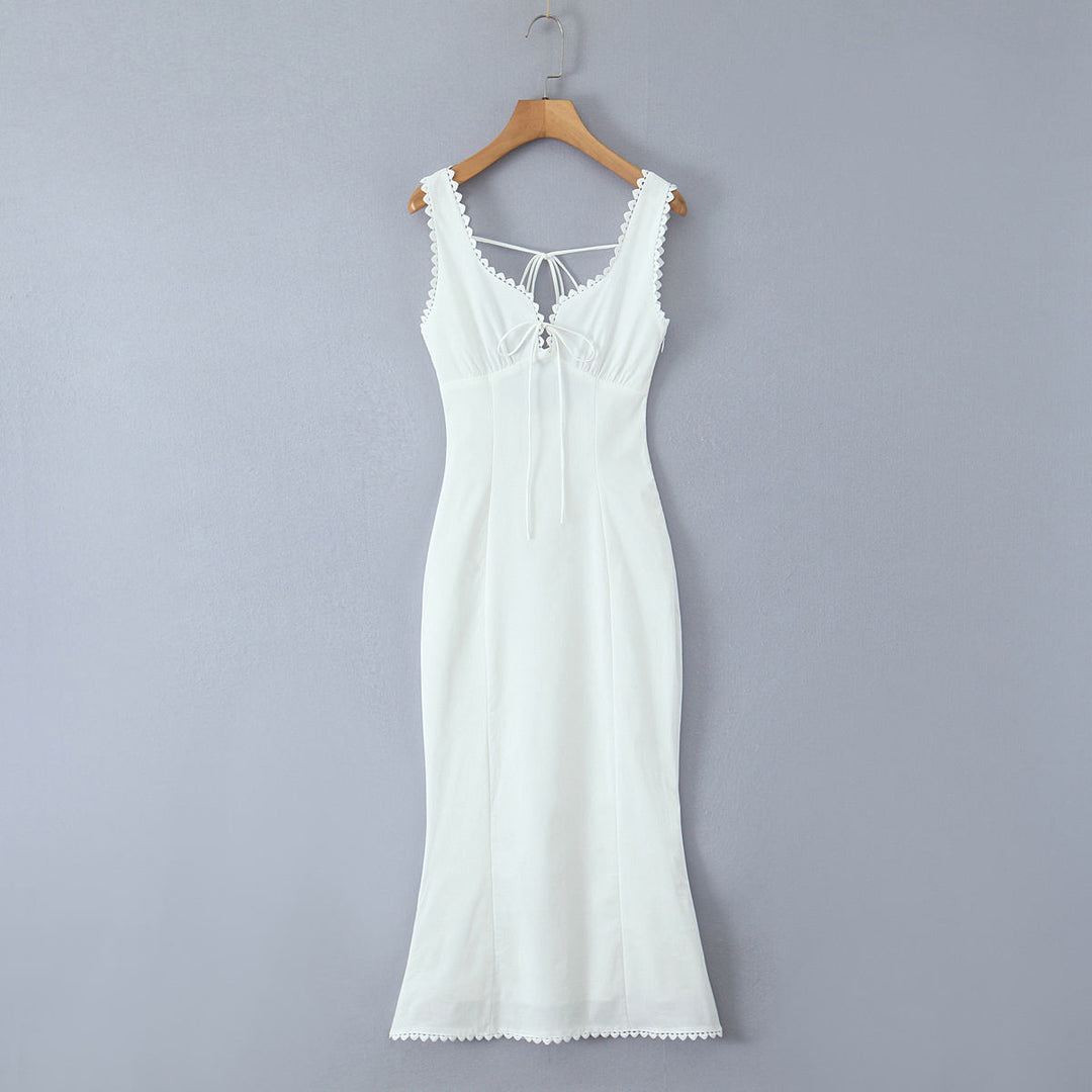 Beckett White Shoulder Strap Lace Up Maxi Dress