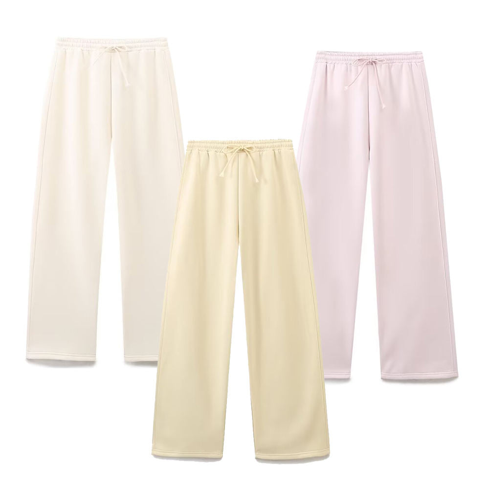 Ryker Beige Drawstring Waist  Long Pants Trouser