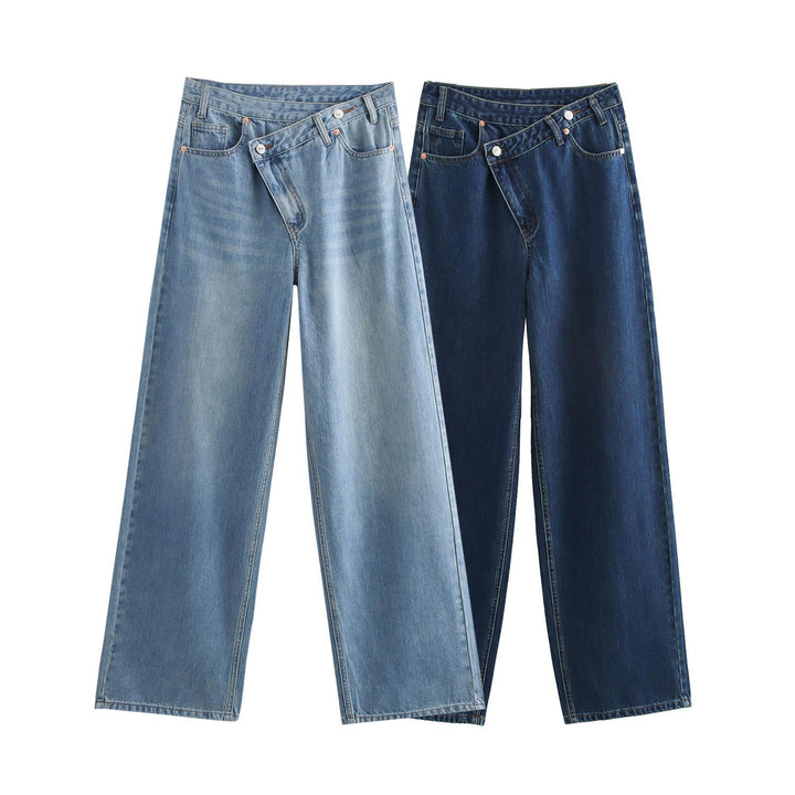 Roman Blue Denim Length Zipper Fly Jeans Pants