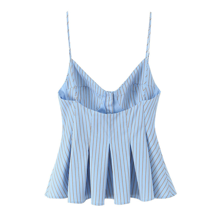 Boone Blue Striped V Neck Spaghetti Strap Striped Summer Tank Top