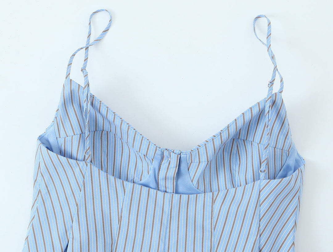 Boone Blue Striped V Neck Spaghetti Strap Striped Summer Tank Top