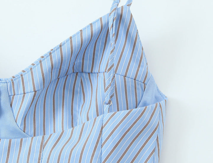 Boone Blue Striped V Neck Spaghetti Strap Striped Summer Tank Top