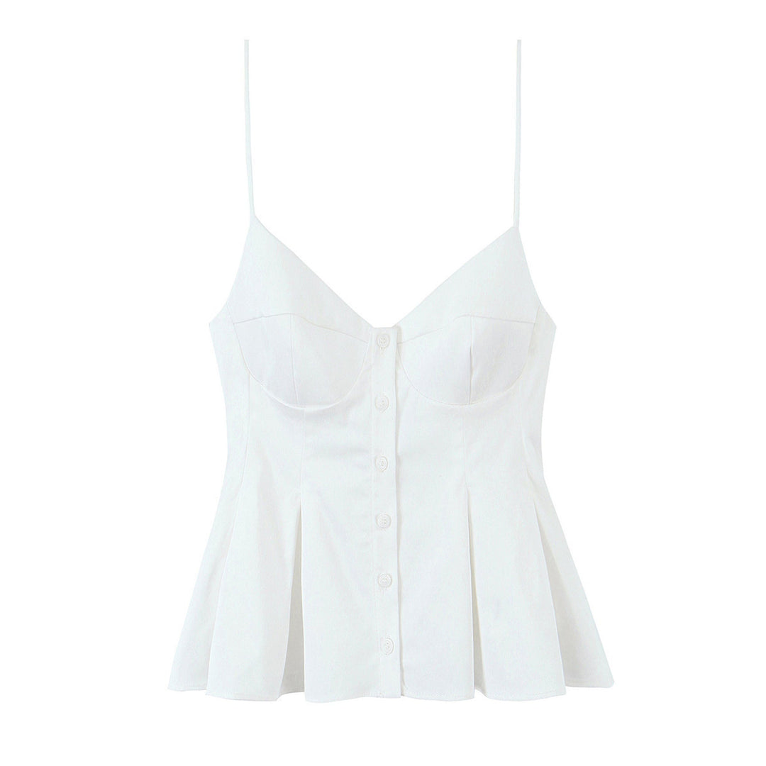 Boone White V Neck Spaghetti Strap Striped Summer Tank Top