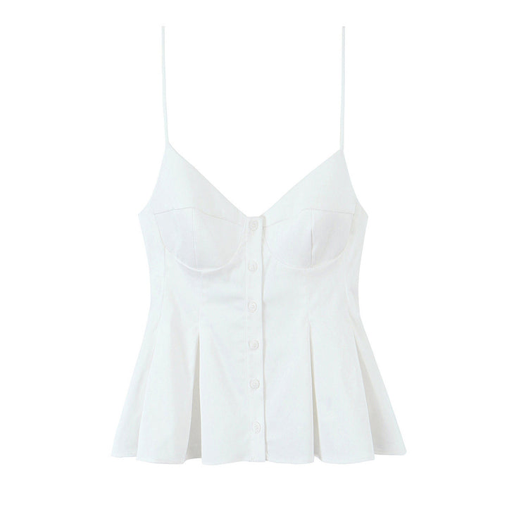 Boone White V Neck Spaghetti Strap Striped Summer Tank Top