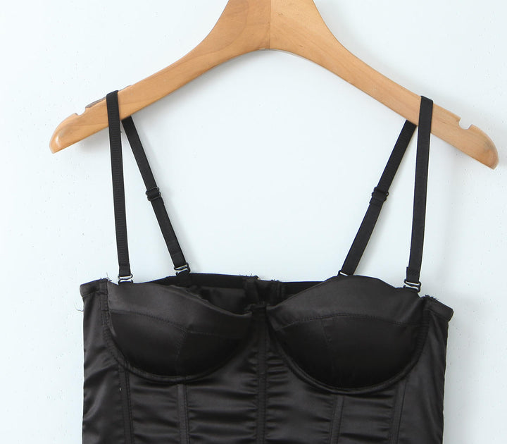 Houston Black Bone Back Zipper Slim Fit Crop Tanks Tops  Bone