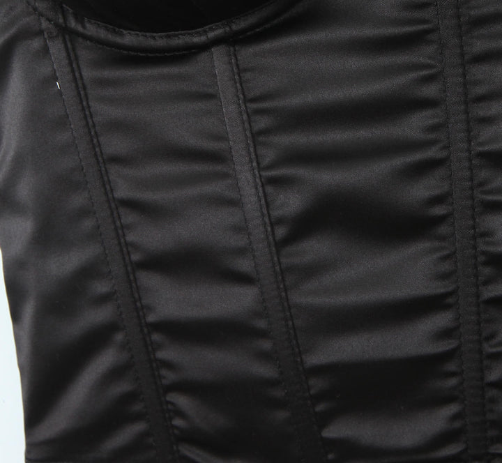 Houston Black Bone Back Zipper Slim Fit Crop Tanks Tops  Bone