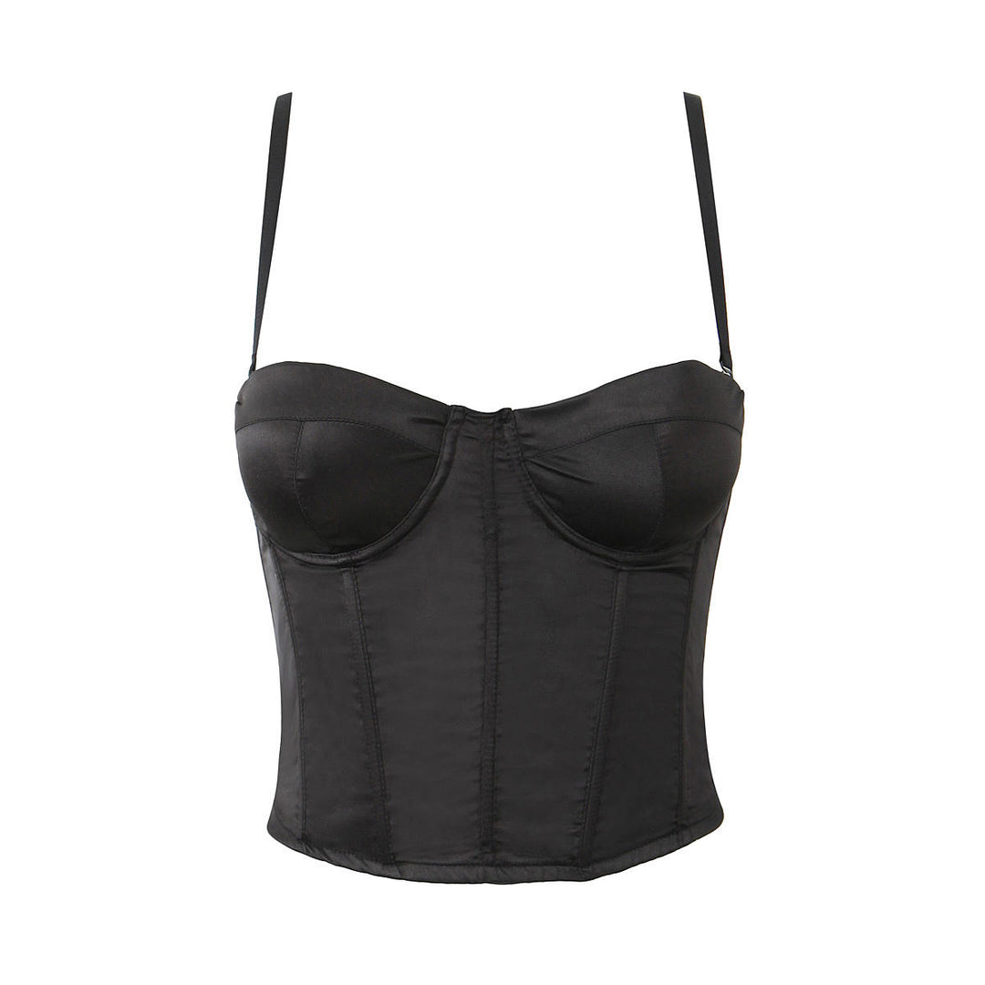 Houston Black Bone Back Zipper Slim Fit Crop Tanks Tops  Bone