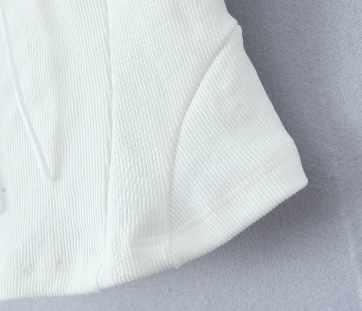 Elian White Embroided Front Lace Up Tank Tops