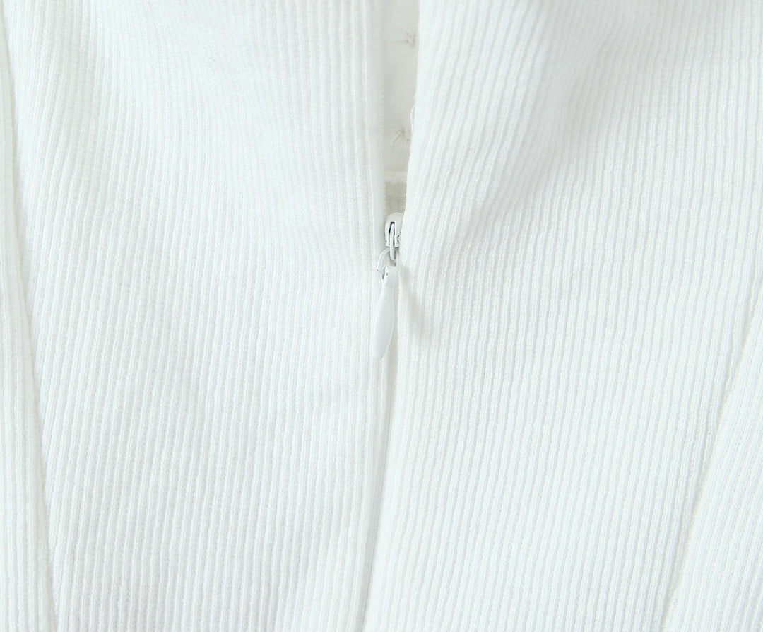 Elian White Embroided Front Lace Up Tank Tops