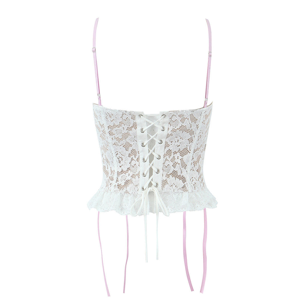 Ronin White Front Lace Up White Color Bodycon Cotton Tank Tops