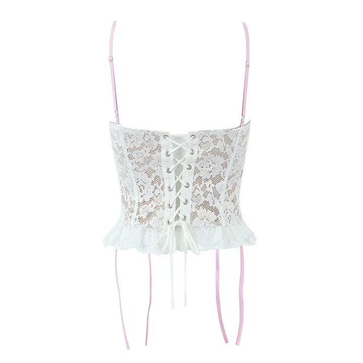 Ronin White Front Lace Up White Color Bodycon Cotton Tank Tops