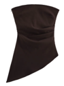 Riya Brown Tube Asymmetrical Pleated Casual  Tank Top