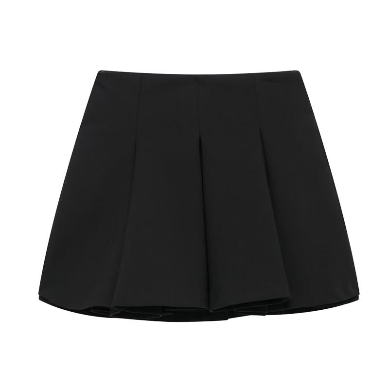 Meilani Black Zipper Fly  Casual Short Mini Skirt