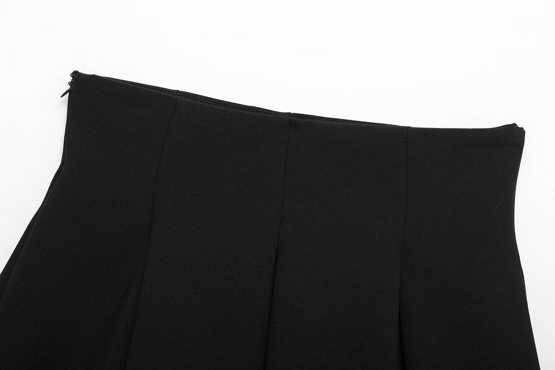 Meilani Black Zipper Fly  Casual Short Mini Skirt