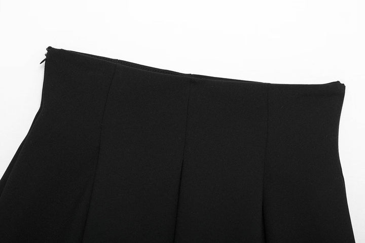 Meilani Black Zipper Fly  Casual Short Mini Skirt