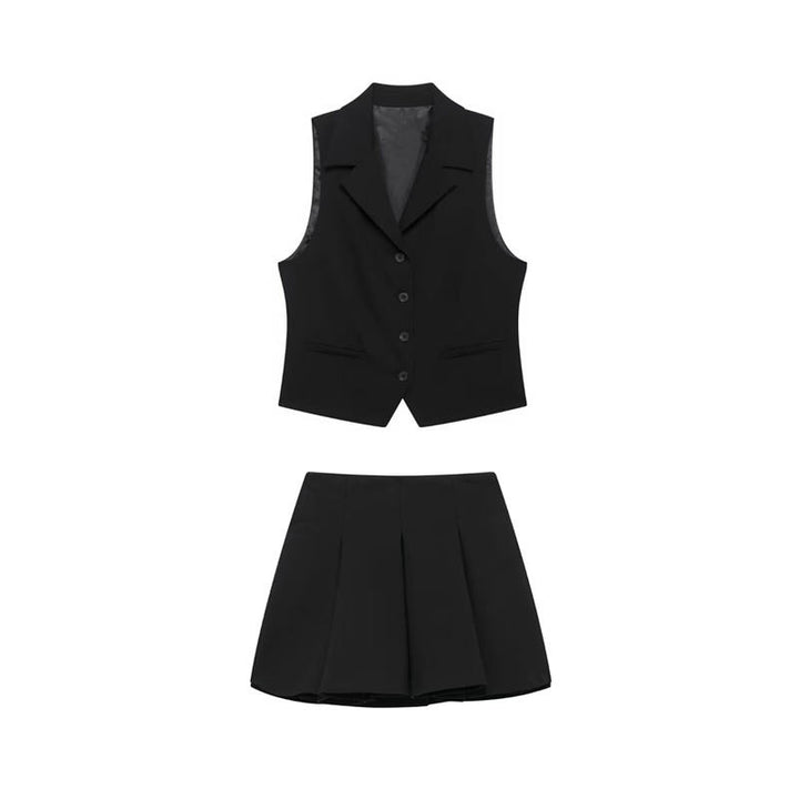 Meilani Black Zipper Fly  Casual Short Mini Skirt