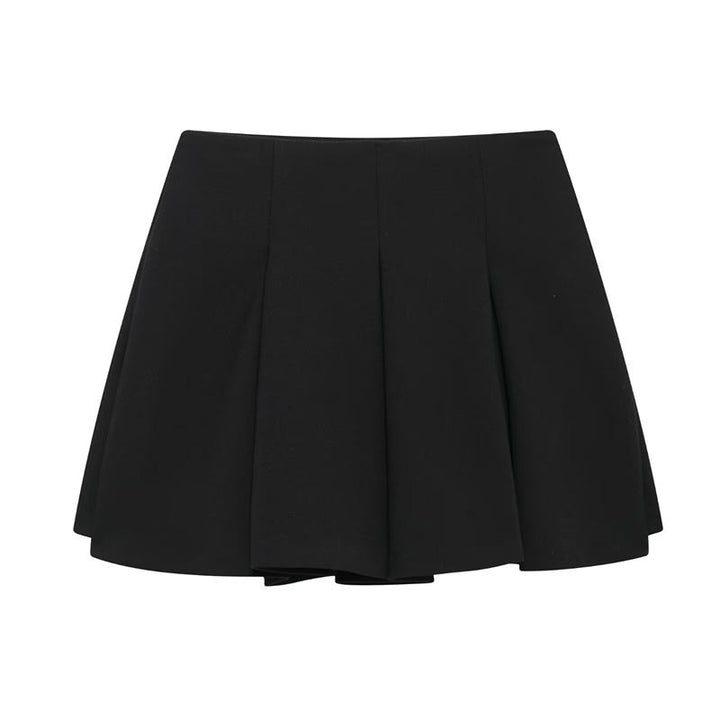 Meilani Black Zipper Fly  Casual Short Mini Skirt