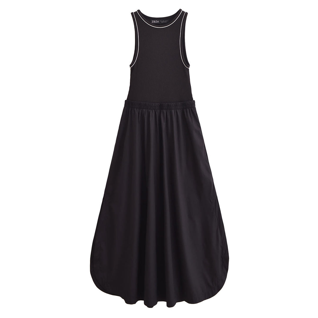 Abril Black Crew Neck Sleeveless Balloon Maxi Dress Dress