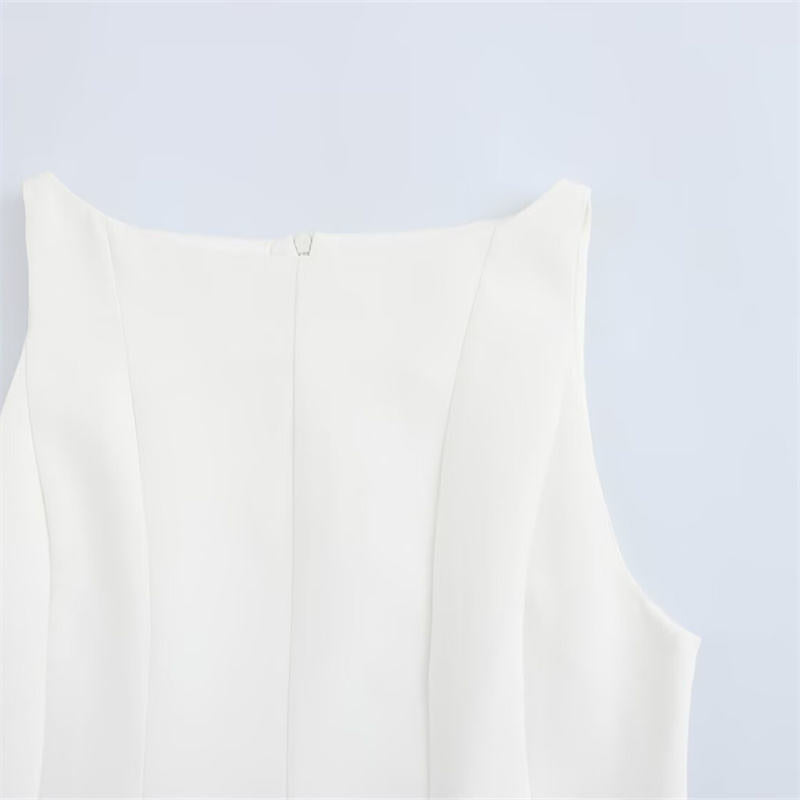Celia White Wide Swing Halter Neck Waist Slim Mini Dress