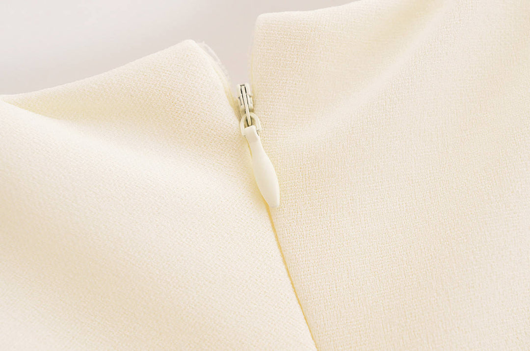 Rayne White  Crew Neck Sleeveless Front Pleated Mini Dress